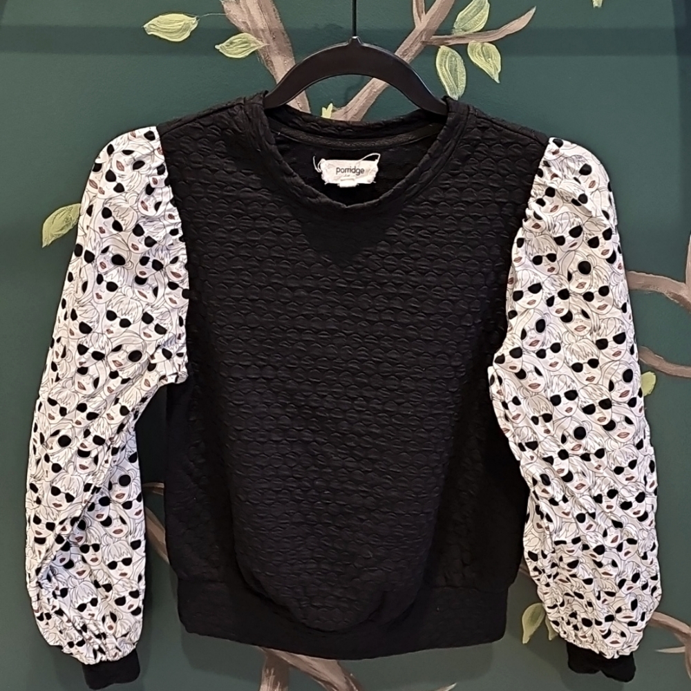 Porridge Anthropologie Textured Contrast Sleeve Sweatshirt